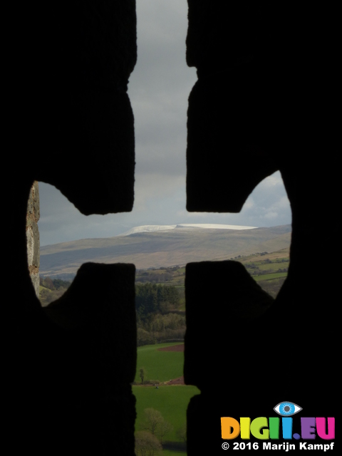 FZ025832 Snow on Pen Y Fan seen from Carreg Cennen Castle